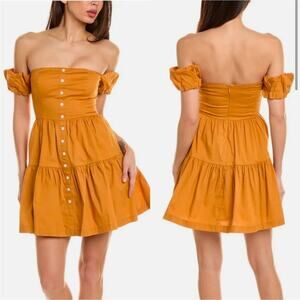 NWT Staud Mini Off The Shoulder Elio Dress In Honey